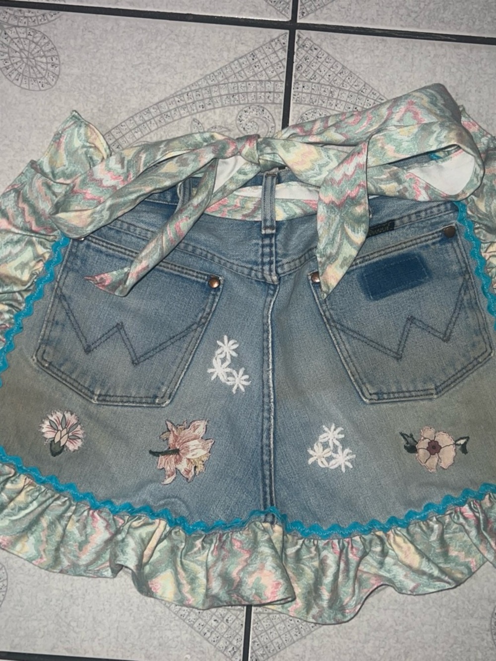 Vintage custom wrangler jean apron
